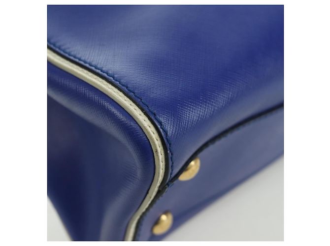 Salvatore Ferragamo Gancini Sofia Handtasche Leder 2-Wege Blau Gold Auth ARZ486A Golden - Ansicht 13
