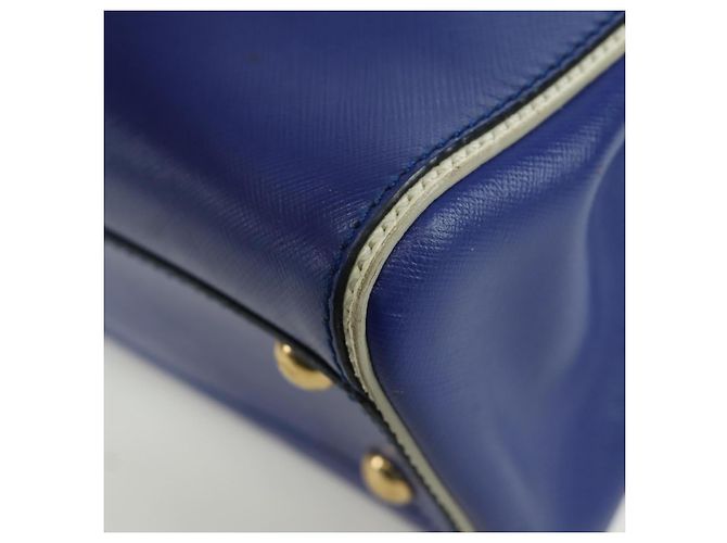 Salvatore Ferragamo Gancini Sofia Handtasche Leder 2-Wege Blau Gold Auth ARZ486A Golden - Ansicht 14