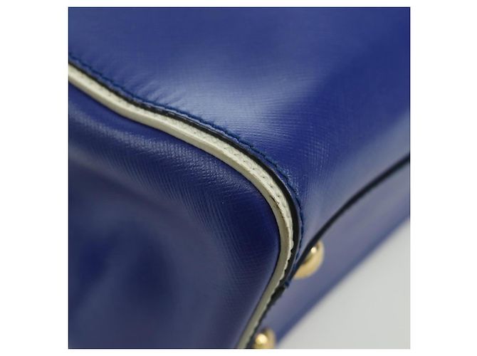 Salvatore Ferragamo Gancini Sofia Handtasche Leder 2-Wege Blau Gold Auth ARZ486A Golden - Ansicht 15