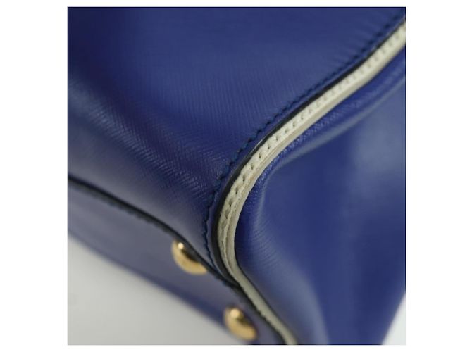 Salvatore Ferragamo Gancini Sofia Handtasche Leder 2-Wege Blau Gold Auth ARZ486A Golden - Ansicht 16