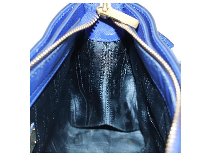 Salvatore Ferragamo Gancini Sofia Handtasche Leder 2-Wege Blau Gold Auth ARZ486A Golden - Ansicht 23