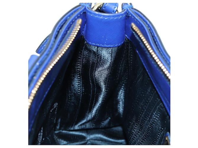 Salvatore Ferragamo Gancini Sofia Handtasche Leder 2-Wege Blau Gold Auth ARZ486A Golden - Ansicht 24
