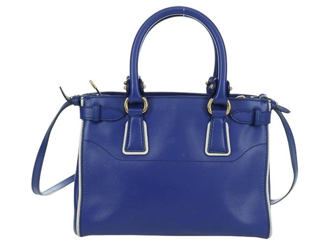 Salvatore Ferragamo Gancini Sofia Handtasche Leder 2-Wege Blau Gold Auth ARZ486A Golden - Ansicht 3