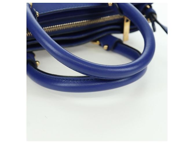 Salvatore Ferragamo Gancini Sofia Handtasche Leder 2-Wege Blau Gold Auth ARZ486A Golden - Ansicht 8