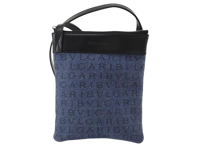 Bulgari Borsa a Spalla BVLGARI Denim Blu Argento Auth 166825 - vista 13