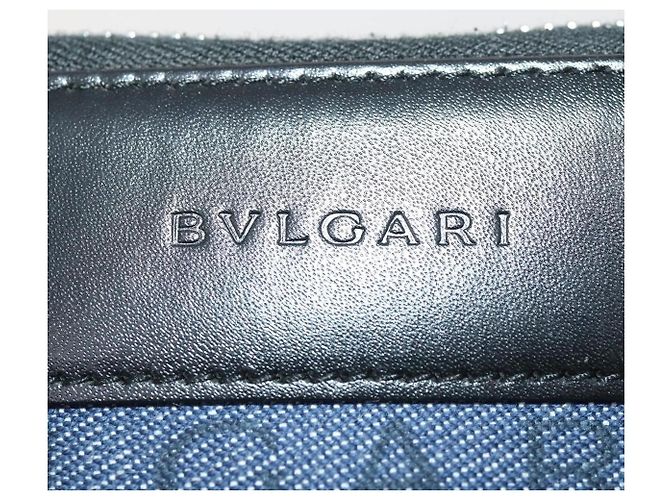 Bulgari Borsa a Spalla BVLGARI Denim Blu Argento Auth 166825 - vista 17