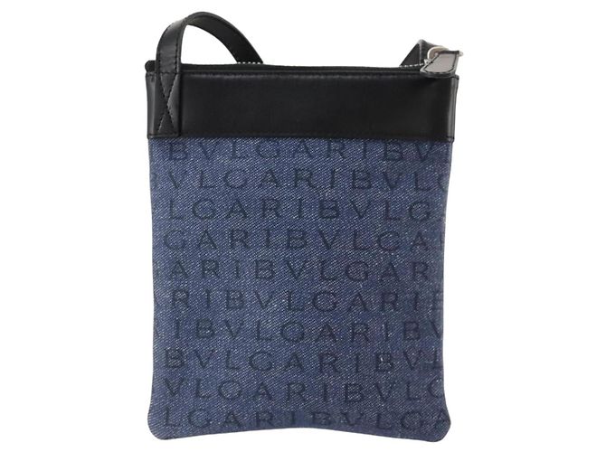 Bulgari Borsa a Spalla BVLGARI Denim Blu Argento Auth 166825 - vista 2