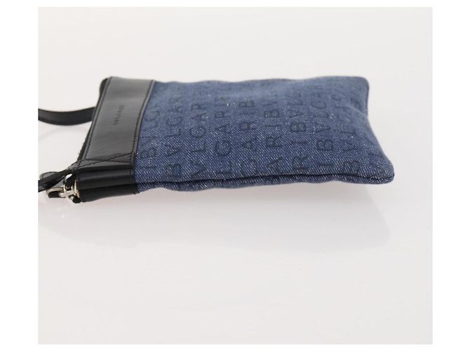 Bulgari Borsa a Spalla BVLGARI Denim Blu Argento Auth 166825 - vista 4