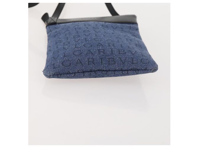 Bulgari Borsa a Spalla BVLGARI Denim Blu Argento Auth 166825 - vista 5