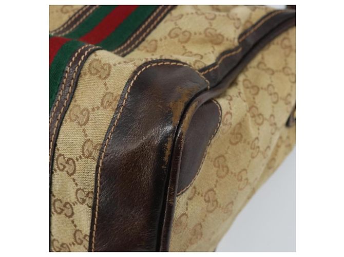 Borsa Boston in tela GG della linea Sherry di GUCCI Beige Oro Rosso Auth gh1789 D'oro - vista 10