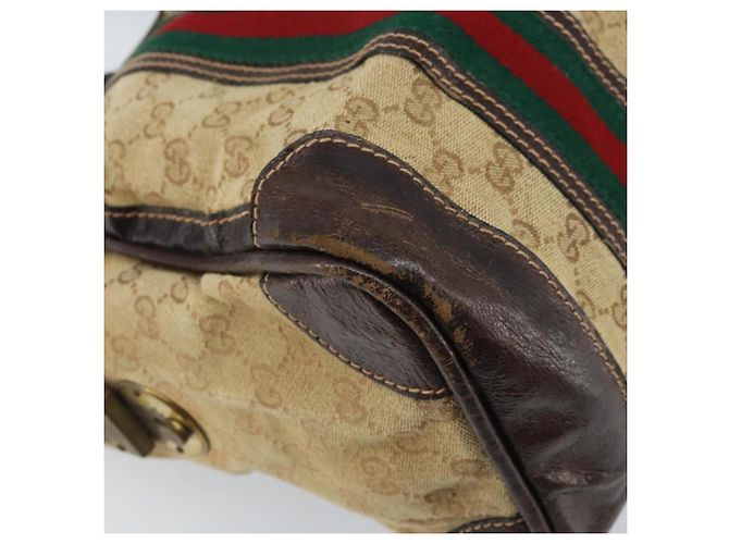 Borsa Boston in tela GG della linea Sherry di GUCCI Beige Oro Rosso Auth gh1789 D'oro - vista 11