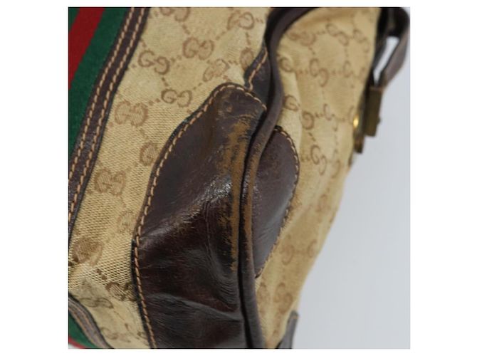 Borsa Boston in tela GG della linea Sherry di GUCCI Beige Oro Rosso Auth gh1789 D'oro - vista 12
