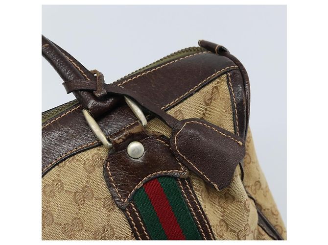 Borsa Boston in tela GG della linea Sherry di GUCCI Beige Oro Rosso Auth gh1789 D'oro - vista 14