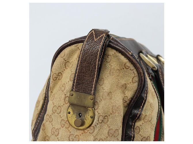 Borsa Boston in tela GG della linea Sherry di GUCCI Beige Oro Rosso Auth gh1789 D'oro - vista 16