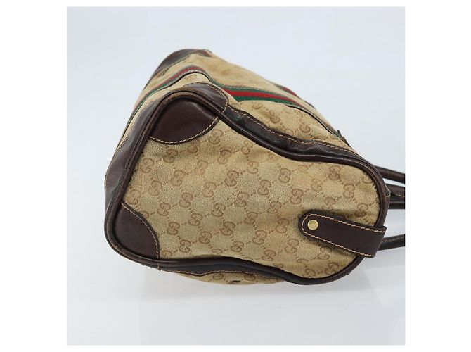 Borsa Boston in tela GG della linea Sherry di GUCCI Beige Oro Rosso Auth gh1789 D'oro - vista 4