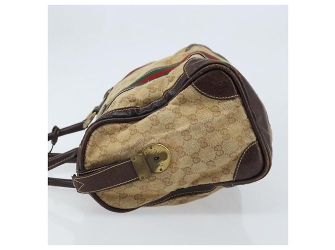 Borsa Boston in tela GG della linea Sherry di GUCCI Beige Oro Rosso Auth gh1789 D'oro - vista 5