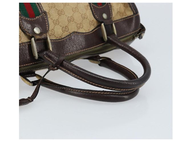 Borsa Boston in tela GG della linea Sherry di GUCCI Beige Oro Rosso Auth gh1789 D'oro - vista 7