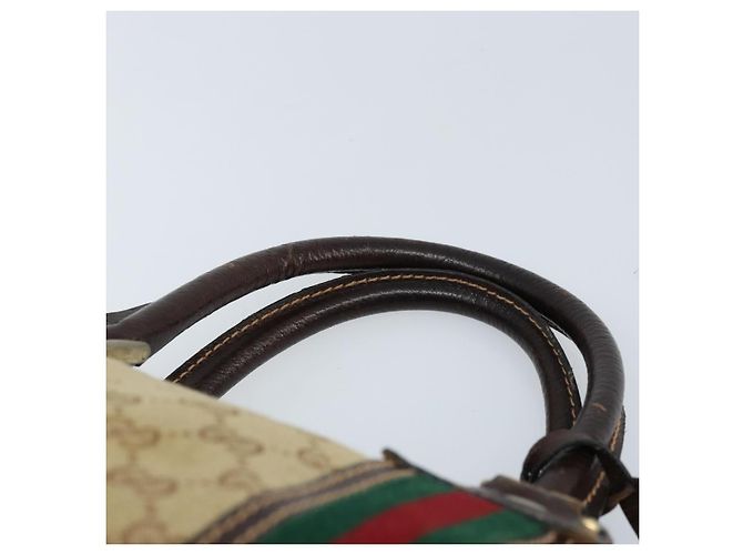 Borsa Boston in tela GG della linea Sherry di GUCCI Beige Oro Rosso Auth gh1789 D'oro - vista 8