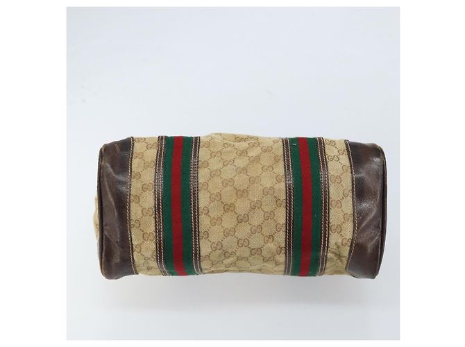 Borsa Boston in tela GG della linea Sherry di GUCCI Beige Oro Rosso Auth gh1789 D'oro - vista 9