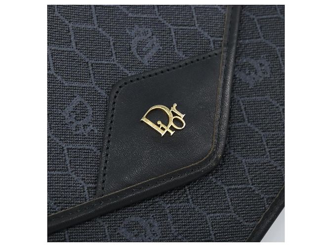 Borsa a Spalla in Tela Honeycomb Christian Dior PVC Nero Oro Auth ARZ307 - vista 14