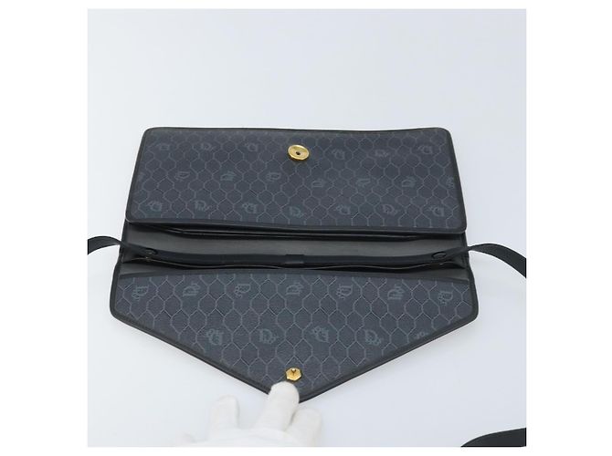 Borsa a Spalla in Tela Honeycomb Christian Dior PVC Nero Oro Auth ARZ307 - vista 15
