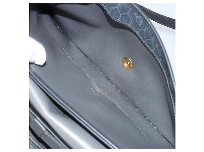 Borsa a Spalla in Tela Honeycomb Christian Dior PVC Nero Oro Auth ARZ307 - vista 21