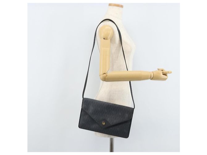 Borsa a Spalla in Tela Honeycomb Christian Dior PVC Nero Oro Auth ARZ307 - vista 22