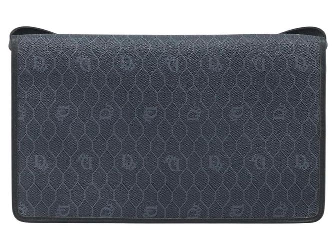 Borsa a Spalla in Tela Honeycomb Christian Dior PVC Nero Oro Auth ARZ307 - vista 3