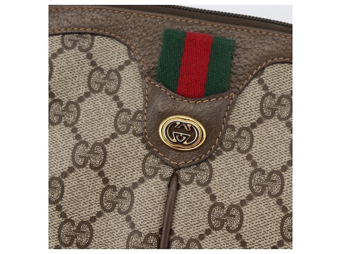 Borsa Gucci GG Supreme Web Sherry Line PVC Beige Oro 904 02 047 Auth ep13699 D'oro - vista 14