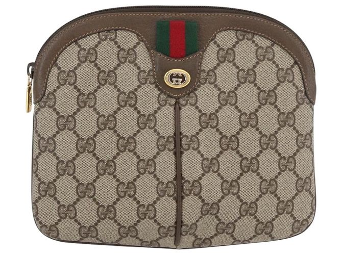 Borsa Gucci GG Supreme Web Sherry Line PVC Beige Oro 904 02 047 Auth ep13699 D'oro - vista 2