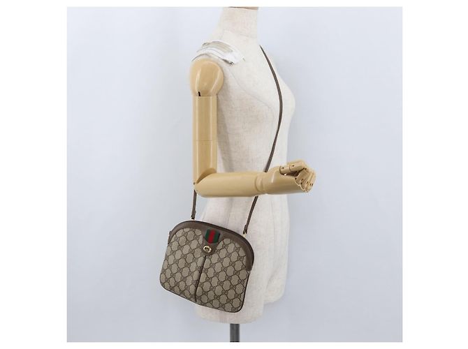 Borsa Gucci GG Supreme Web Sherry Line PVC Beige Oro 904 02 047 Auth ep13699 D'oro - vista 22