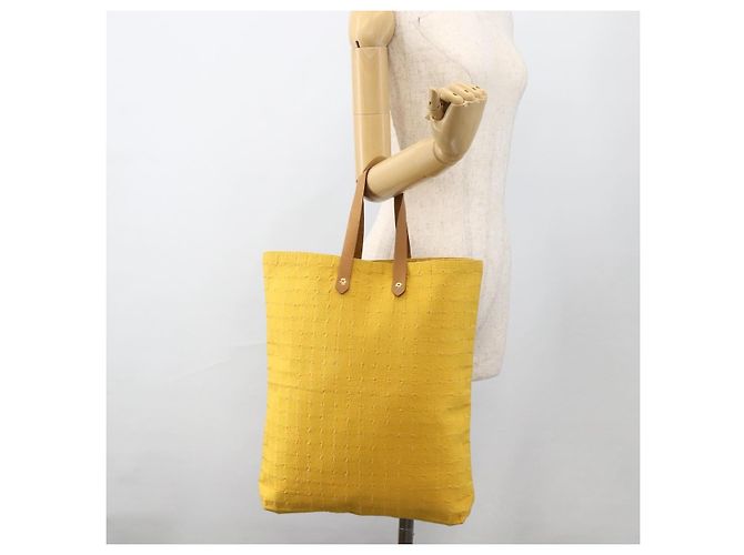 Hermès HERMES Amedaba GM Borsa Tote Tela Pelle Giallo Oro Auth BA11452 D'oro - vista 18