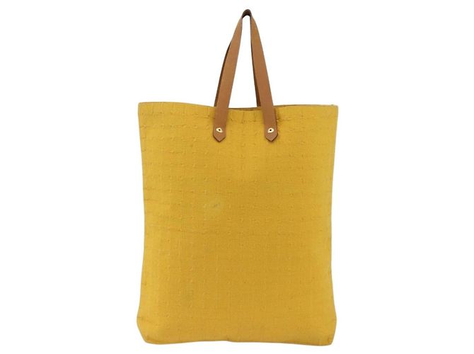 Hermès HERMES Amedaba GM Borsa Tote Tela Pelle Giallo Oro Auth BA11452 D'oro - vista 2