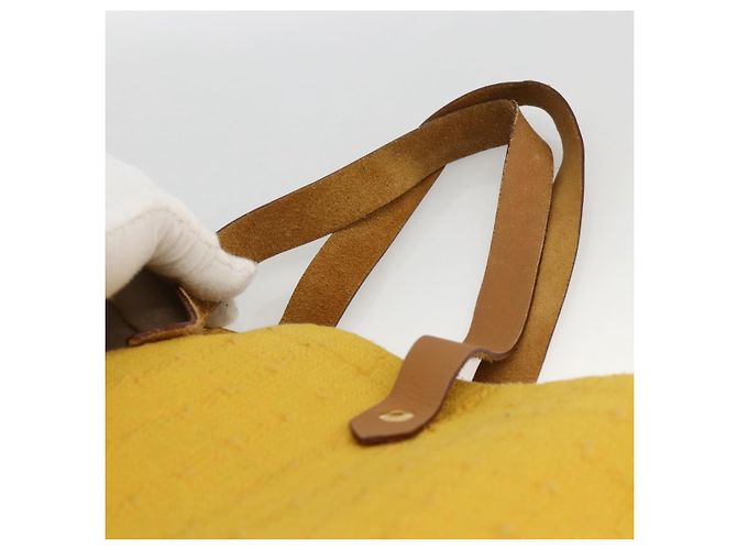 Hermès HERMES Amedaba GM Borsa Tote Tela Pelle Giallo Oro Auth BA11452 D'oro - vista 8