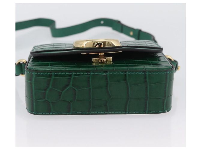 Chloé Borsa Chloe C in pelle embossata 2 in 1 verde oro Auth am11062V D'oro - vista 12
