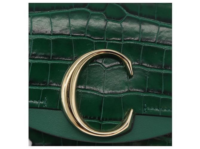 Chloé Borsa Chloe C in pelle embossata 2 in 1 verde oro Auth am11062V D'oro - vista 17