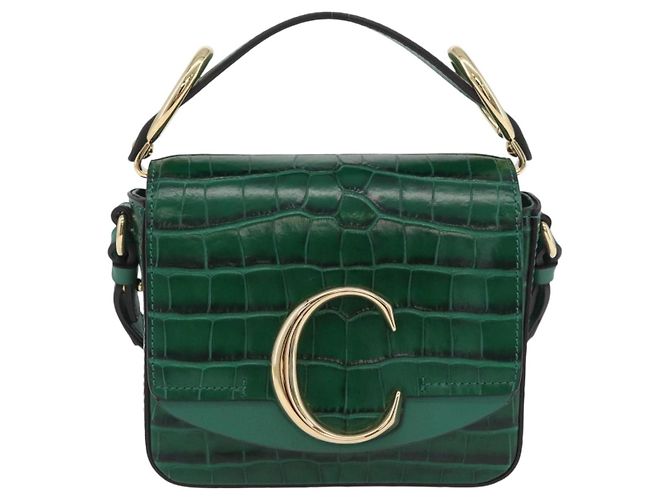 Chloé Borsa Chloe C in pelle embossata 2 in 1 verde oro Auth am11062V D'oro - vista 2