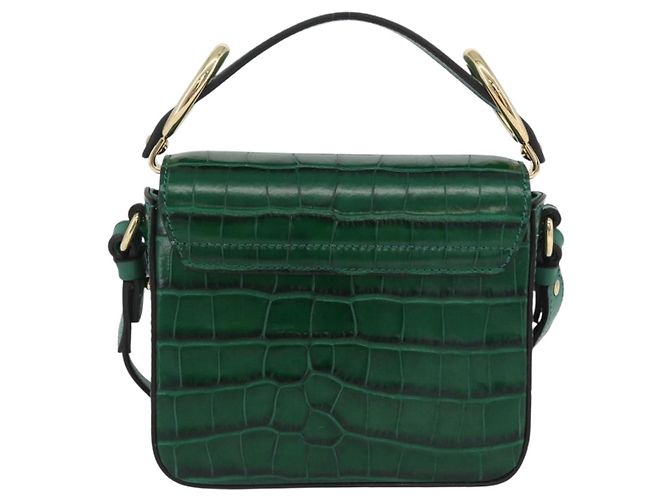 Chloé Borsa Chloe C in pelle embossata 2 in 1 verde oro Auth am11062V D'oro - vista 3