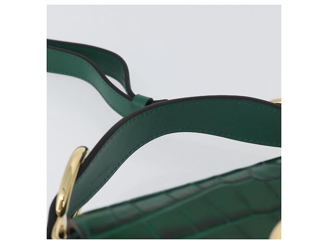 Chloé Borsa Chloe C in pelle embossata 2 in 1 verde oro Auth am11062V D'oro - vista 8