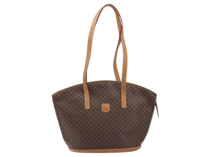 Céline Borsa tote in tela Macadam CELINE in pelle PVC marrone oro Auth 170072 D'oro - vista 2