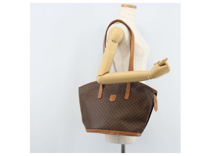 Céline Borsa tote in tela Macadam CELINE in pelle PVC marrone oro Auth 170072 D'oro - vista 23