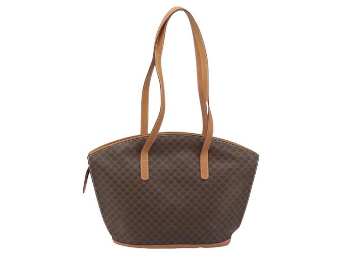 Céline Borsa tote in tela Macadam CELINE in pelle PVC marrone oro Auth 170072 D'oro - vista 3