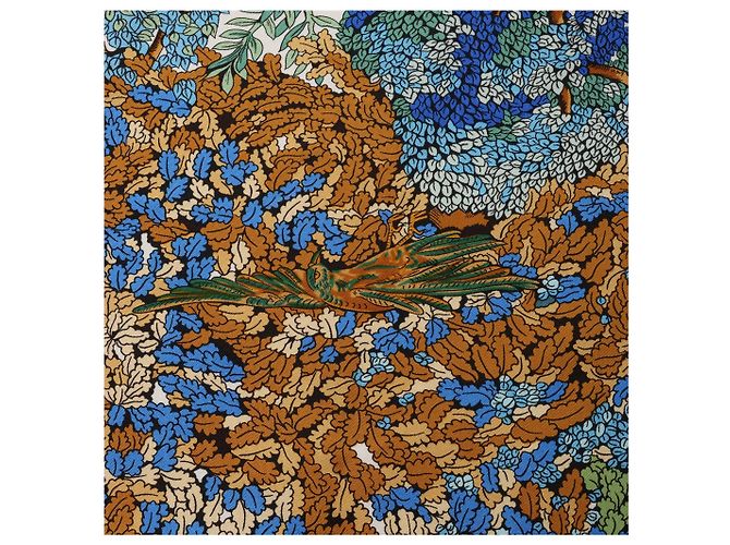 Fazzoletto di seta Hermès Carré 90 "Les Legendes de L'Arbre" in blu - vista 12