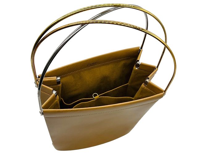Borsa a mano in pelle di vitello tan Trinity di Cartier Cammello - vista 6
