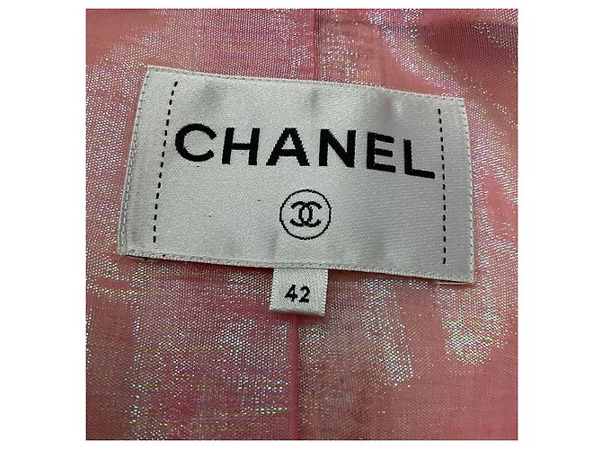 Abrigo de tweed de fantasía Chanel 2016 rosa iridiscente / ecru - vista 4