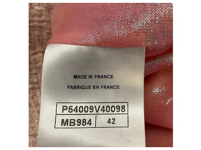 Abrigo de tweed de fantasía Chanel 2016 rosa iridiscente / ecru - vista 5