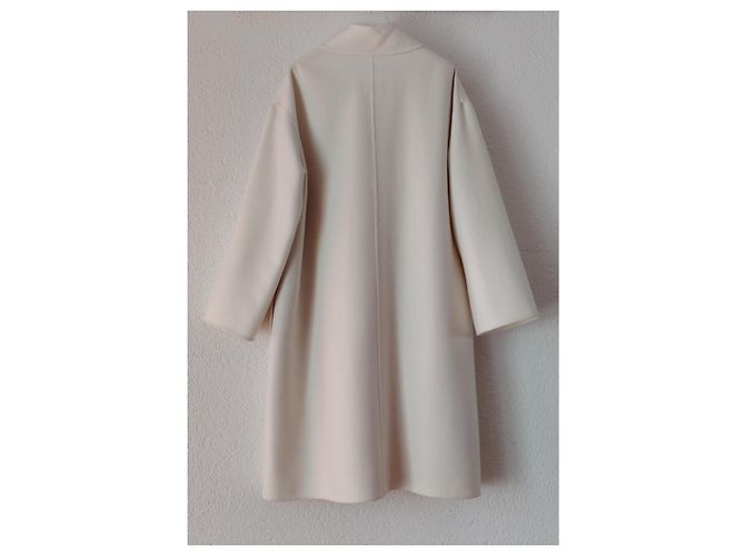 HERMÈS CAPPOTTO ÈVASÈ IN LEGERO DOUBLE FACE CACHEMIRE. Bianco - vista 3
