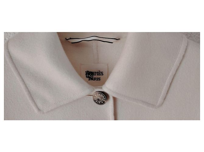 HERMÈS CAPPOTTO ÈVASÈ IN LEGERO DOUBLE FACE CACHEMIRE. Bianco - vista 5