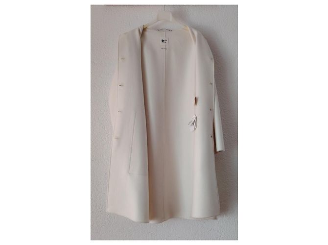 HERMÈS CAPPOTTO ÈVASÈ IN LEGERO DOUBLE FACE CACHEMIRE. Bianco - vista 7