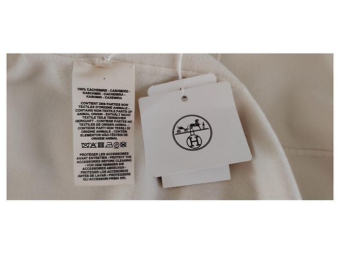 HERMÈS CAPPOTTO ÈVASÈ IN LEGERO DOUBLE FACE CACHEMIRE. Bianco - vista 8